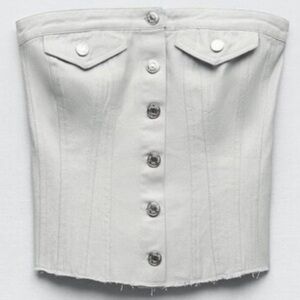 Zara Blue Sleeveless Bustier Top